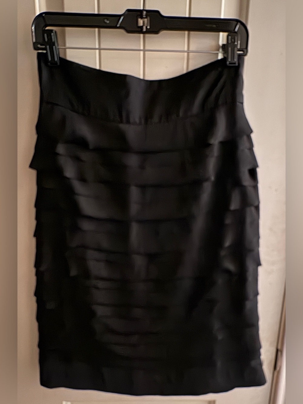 ANTONIO MELANI Black Tiered Ruffle Midi Skirt
